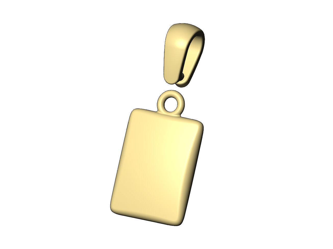 Rectangular 14x11mm cushion pendant charm with bail 3D print model_5