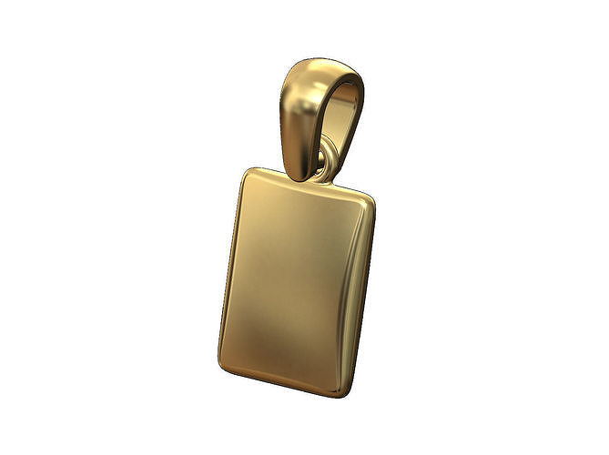 Rectangular 14x11mm cushion pendant charm with bail 3D print model