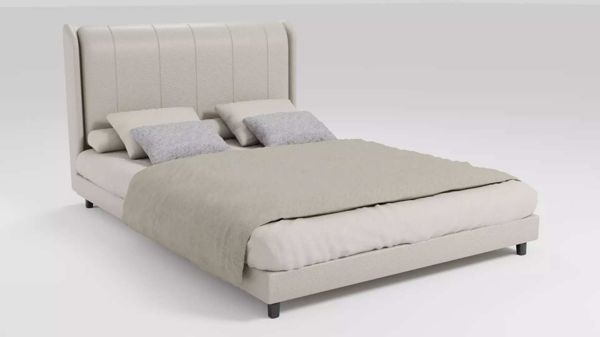 Bed with modern style and aesthetic design 3D model_0