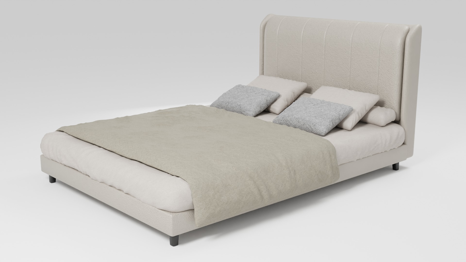 Bed with modern style and aesthetic design 3D model_4