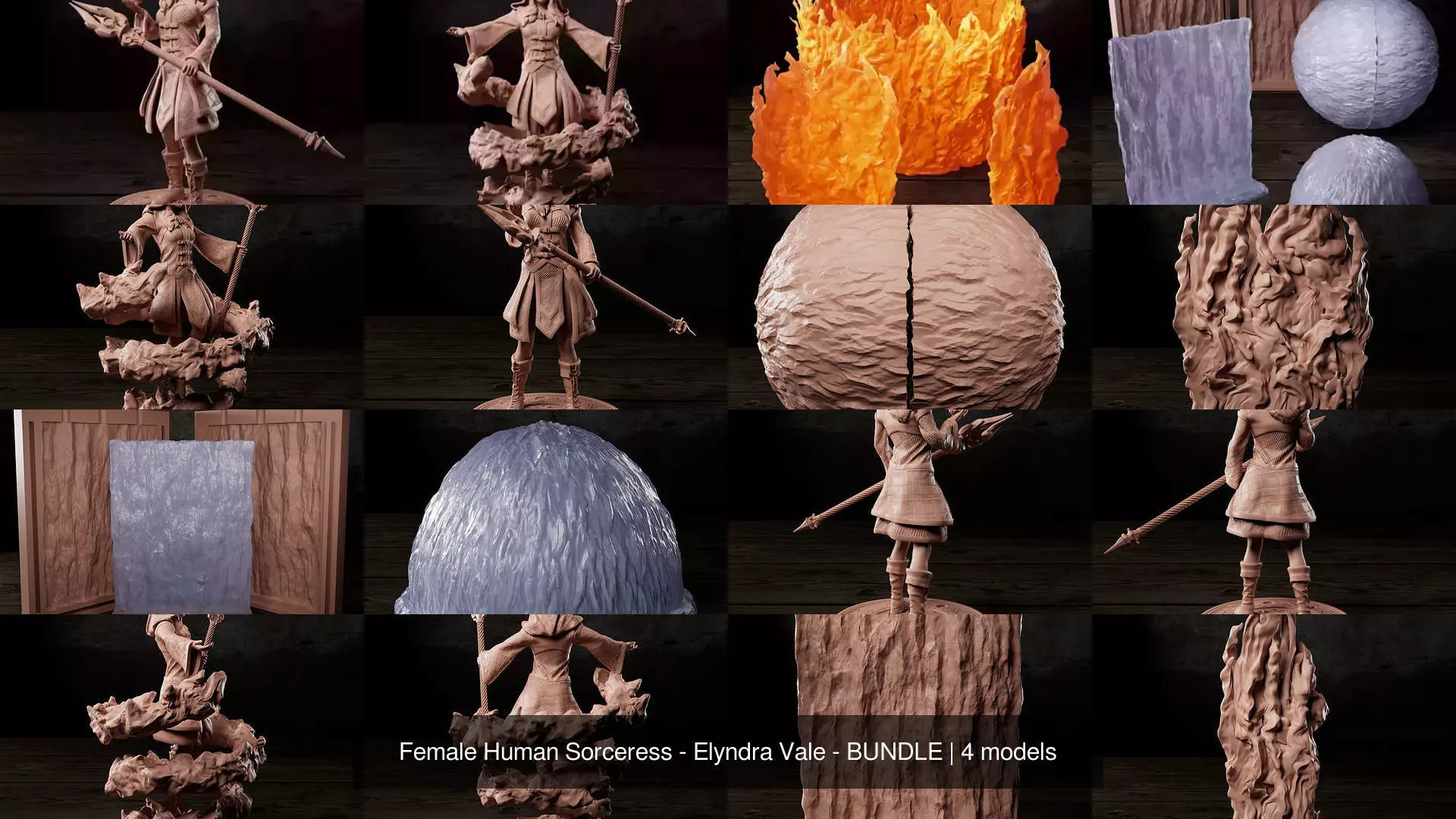 Female Human Sorceress - Elyndra Vale - BUNDLE 3D Model Collection_1