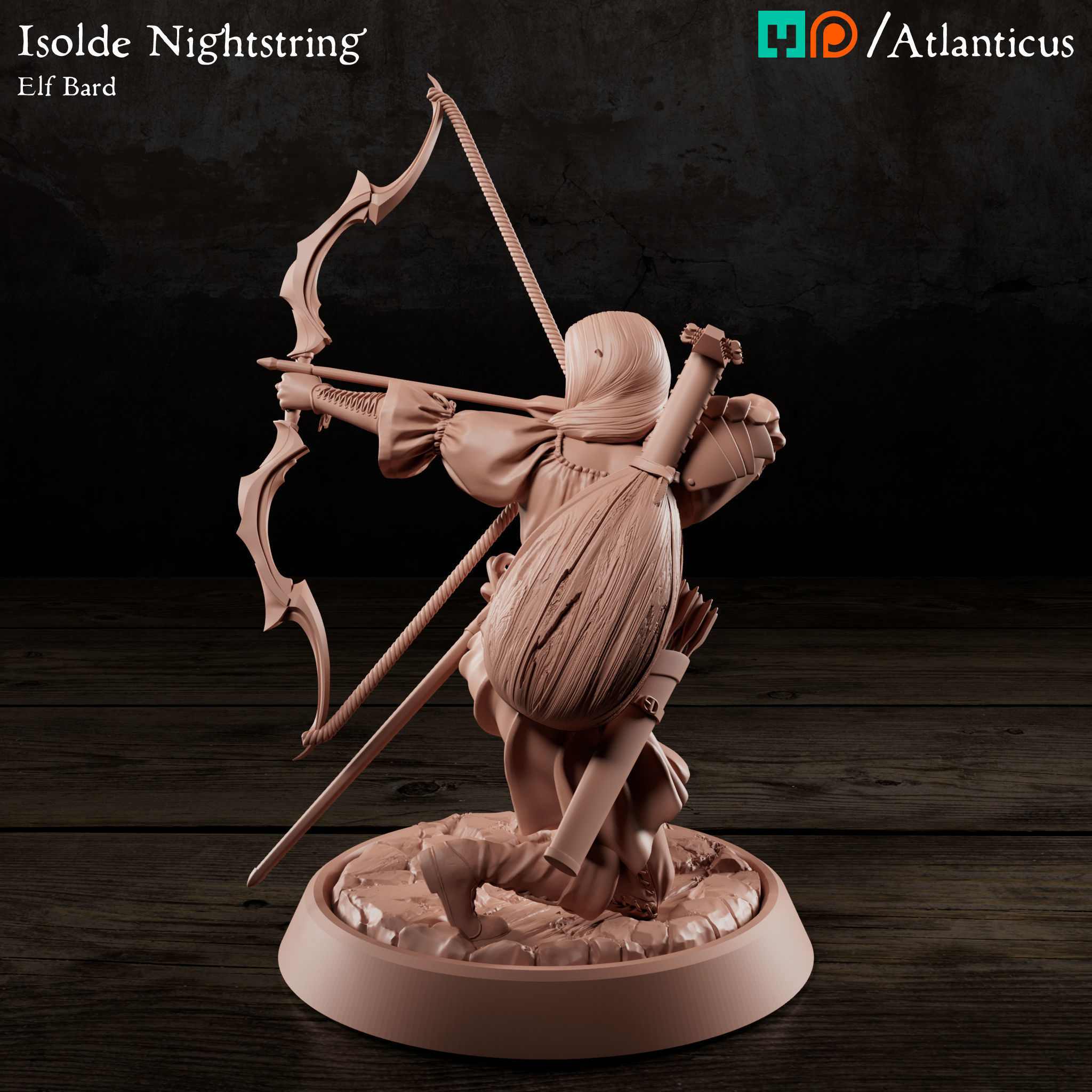 Female Elf Bard - Isolde Nightstring - Longbow 3D print model_5