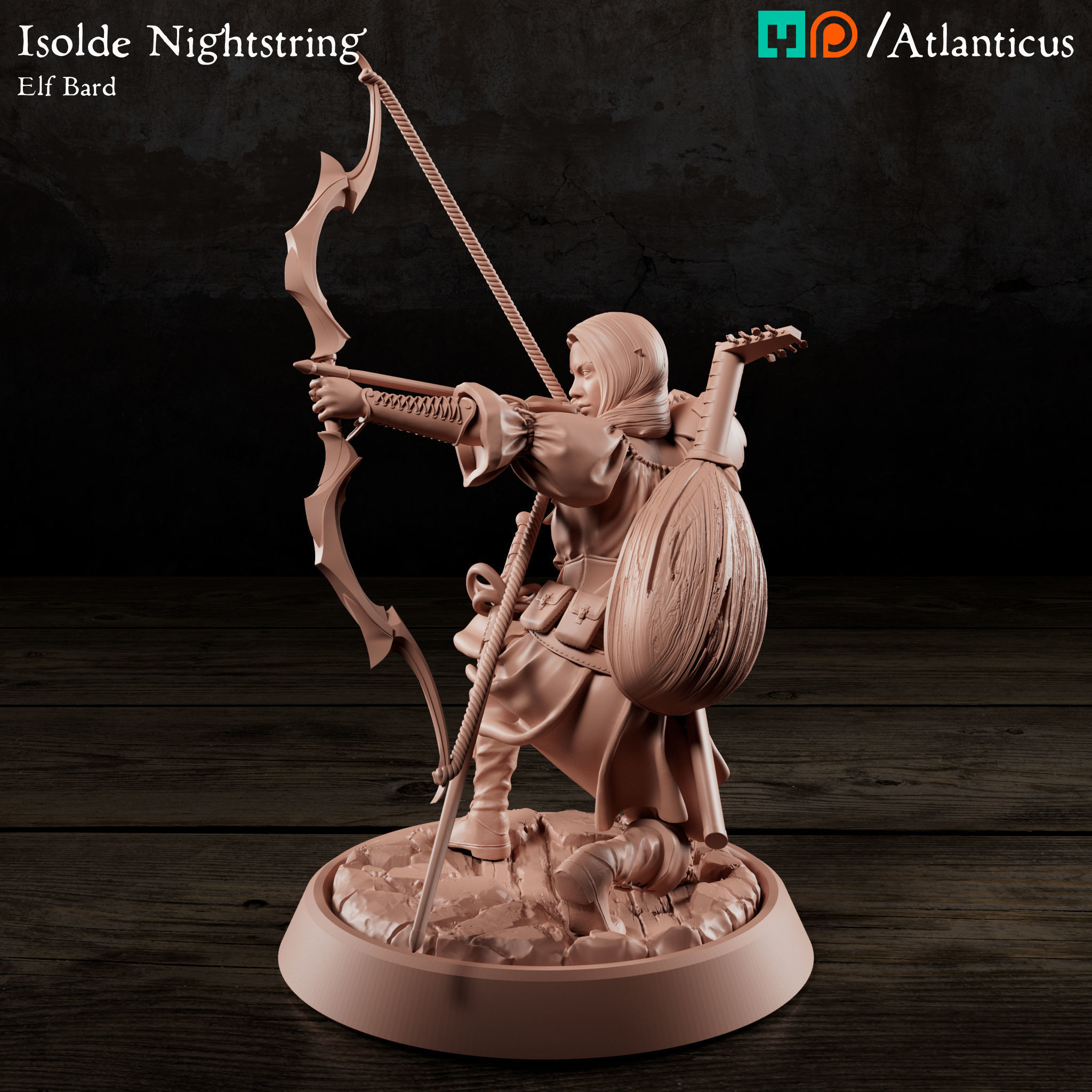Female Elf Bard - Isolde Nightstring - Longbow 3D print model_6