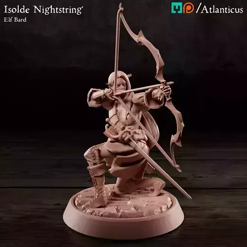Female Elf Bard - Isolde Nightstring - Longbow 3D print model