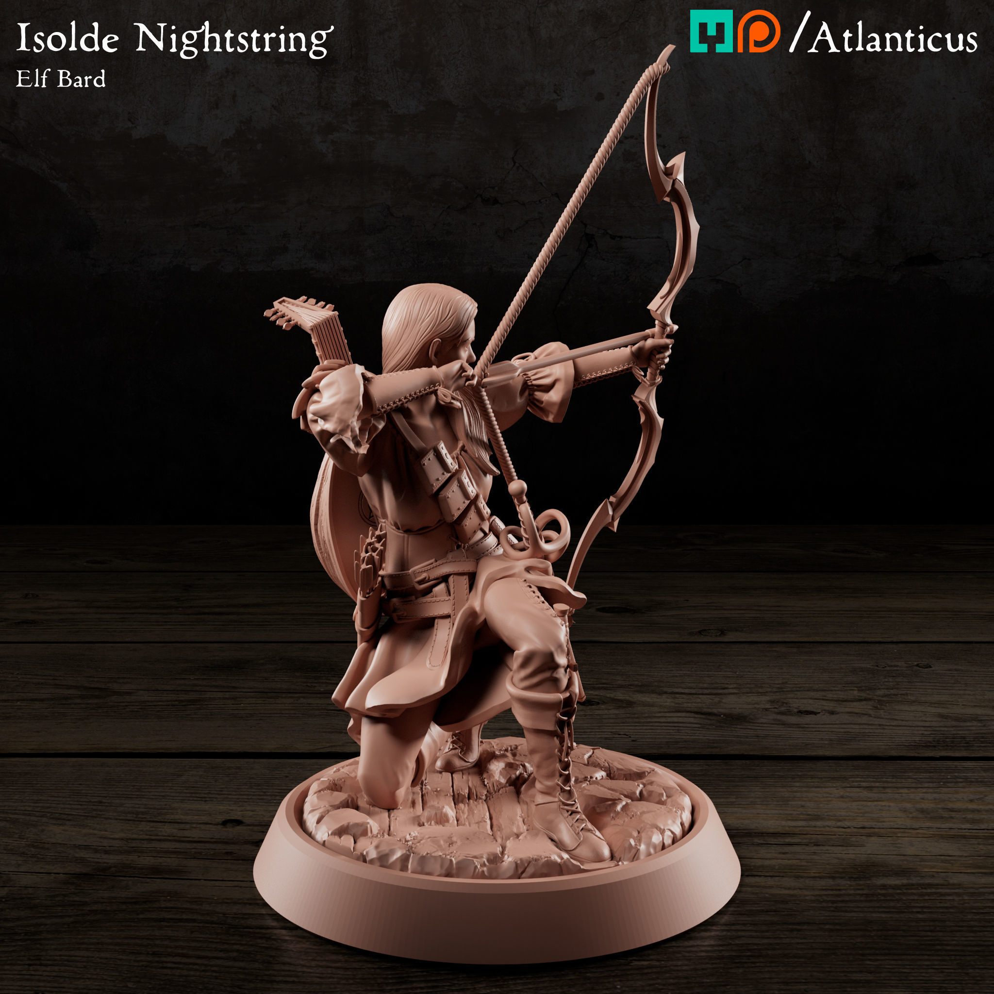Female Elf Bard - Isolde Nightstring - Longbow 3D print model_2