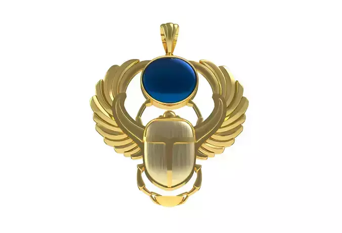 Vintage Egyptian Scarab Pendant with Enamel 3D print model