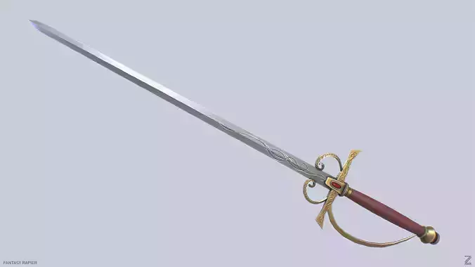 Fantasy rapier Low-poly 3D model