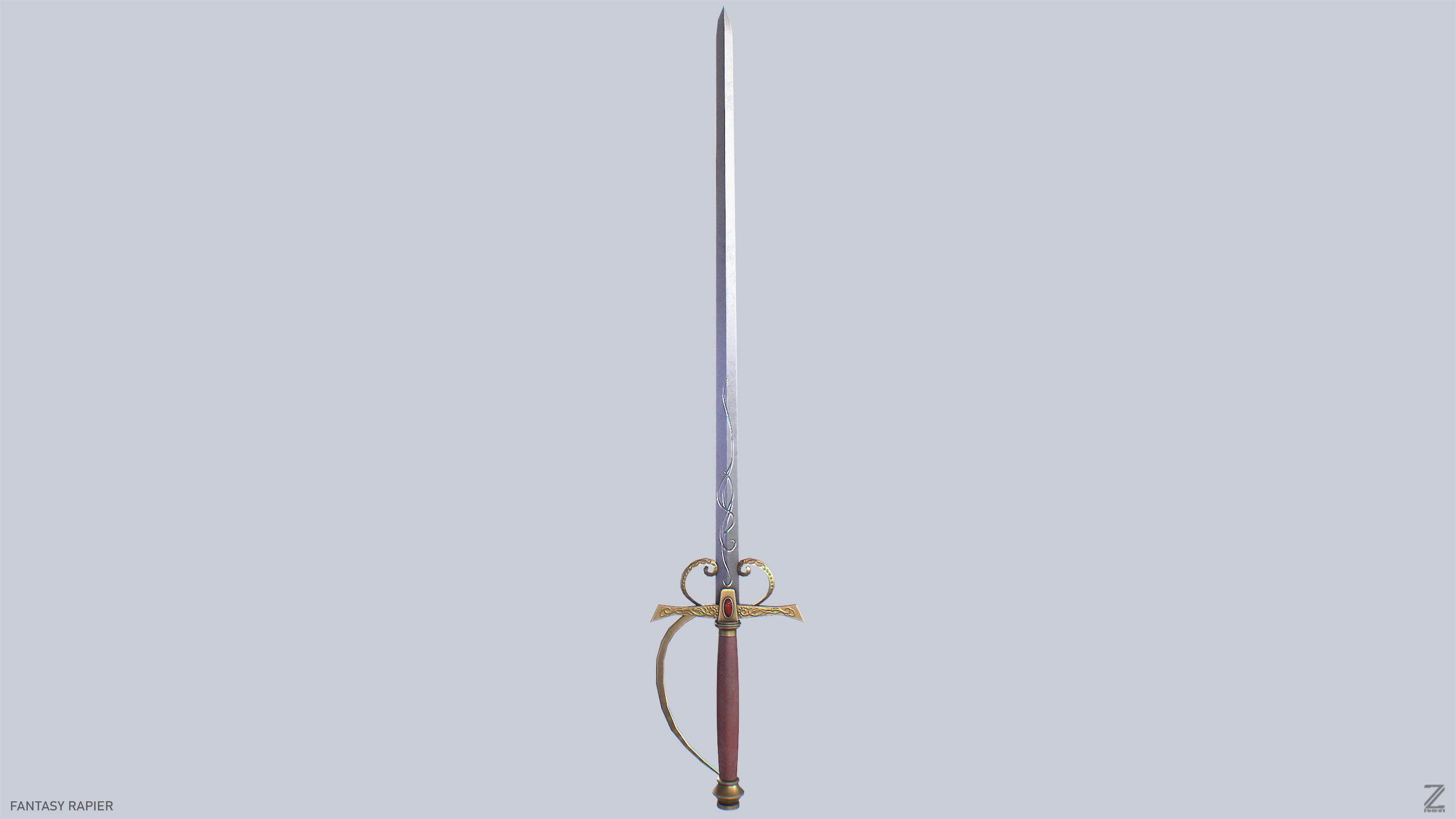 Fantasy rapier Low-poly 3D model_2