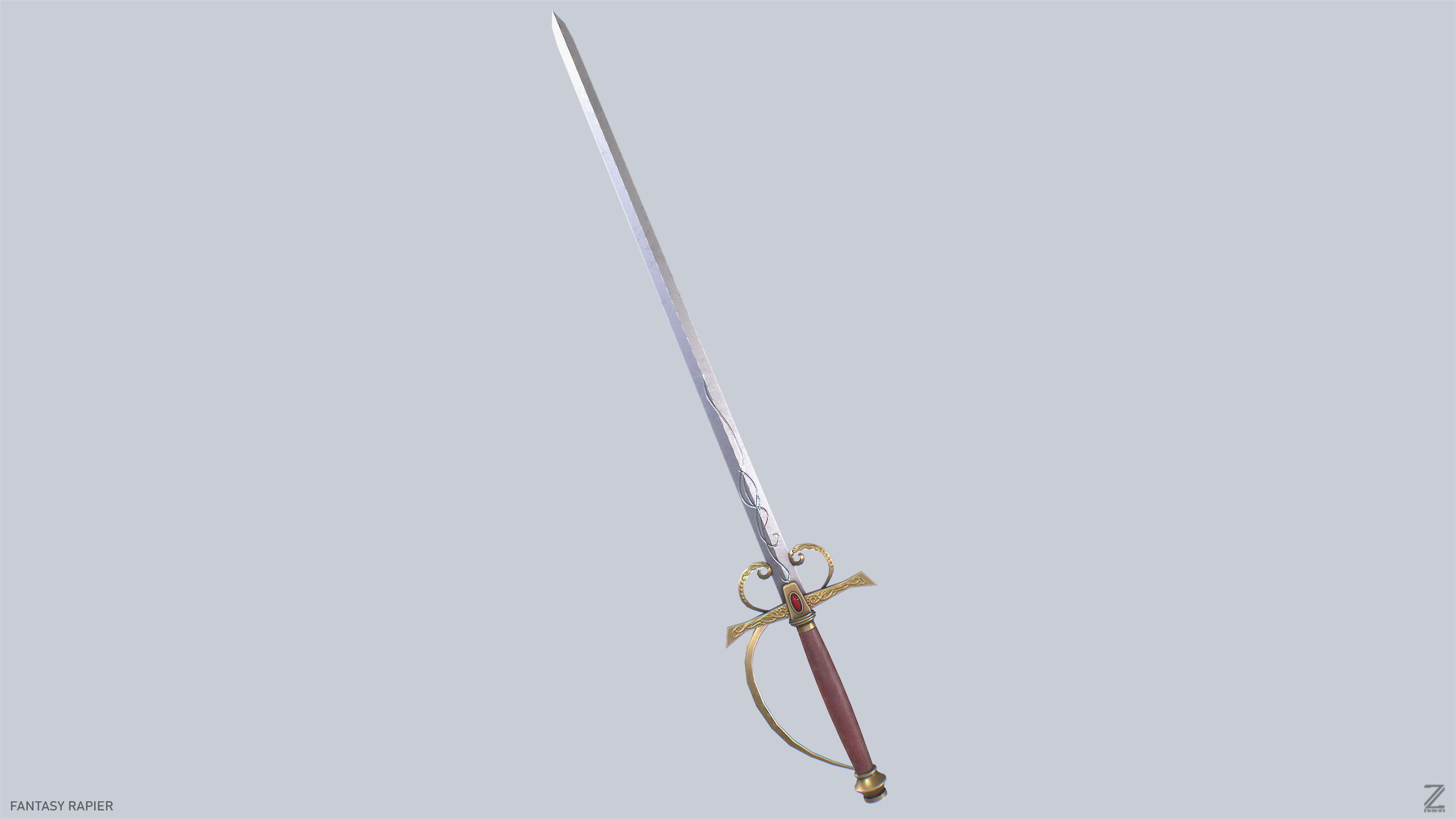 Fantasy rapier Low-poly 3D model_7