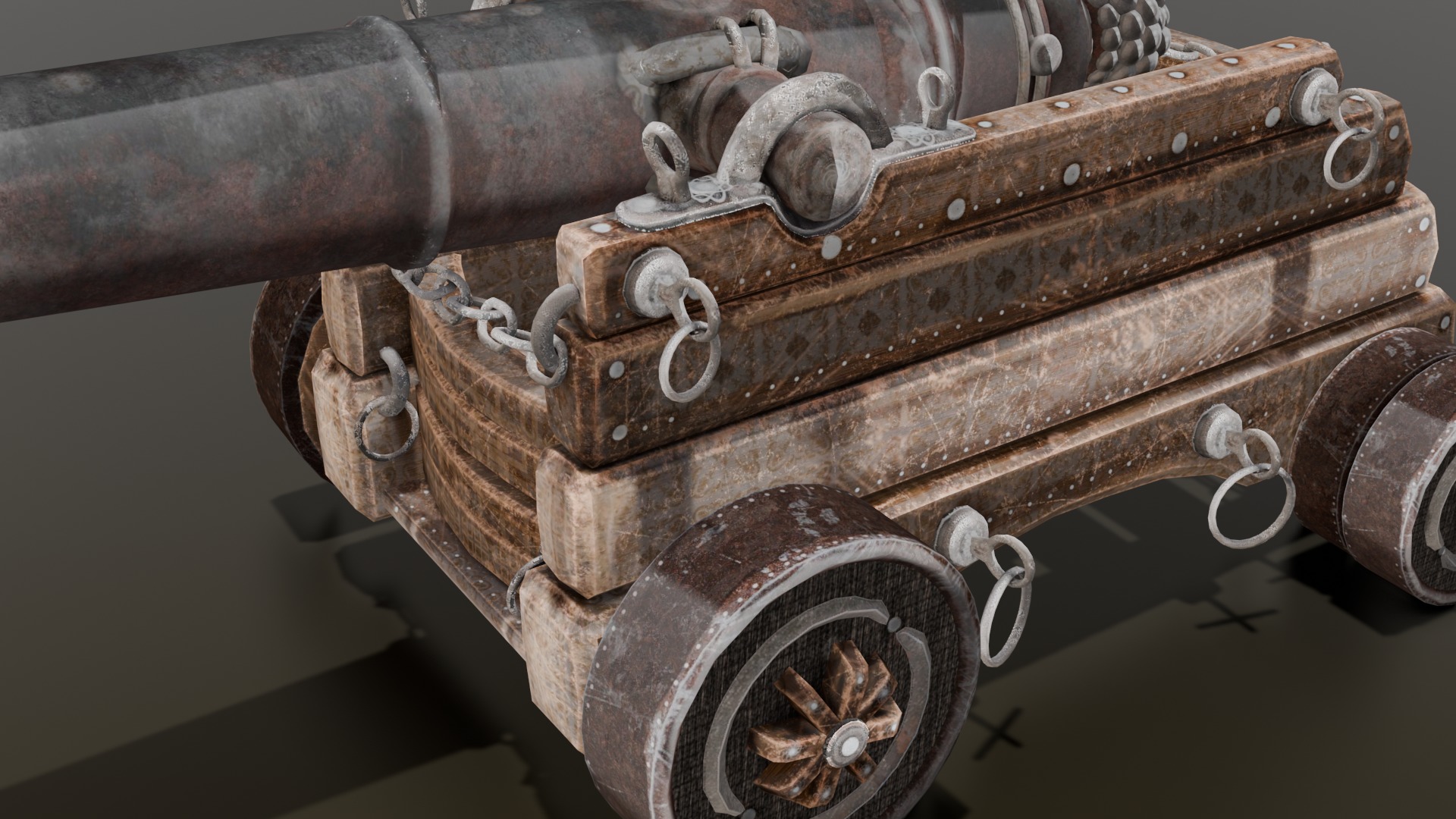 Old cannon 2   Low-poly 3D model_12