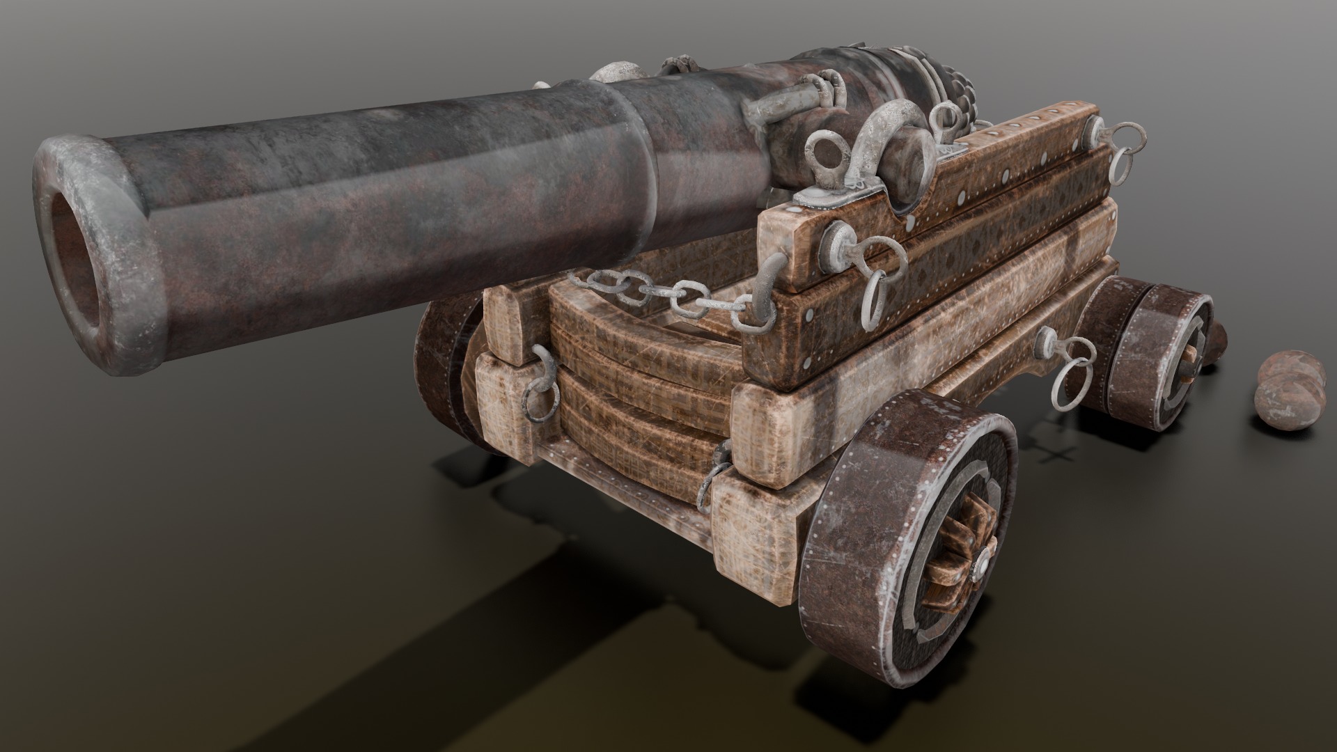 Old cannon 2   Low-poly 3D model_9