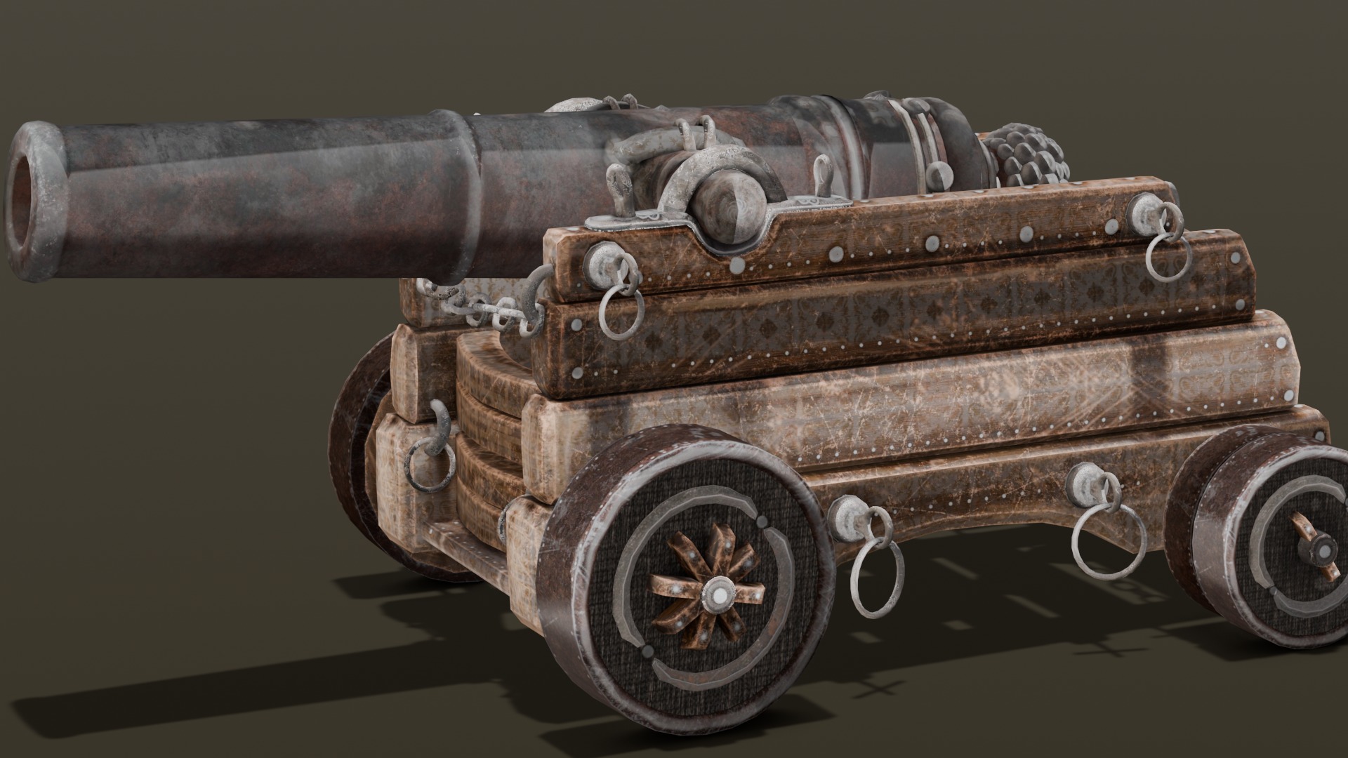 Old cannon 2   Low-poly 3D model_1