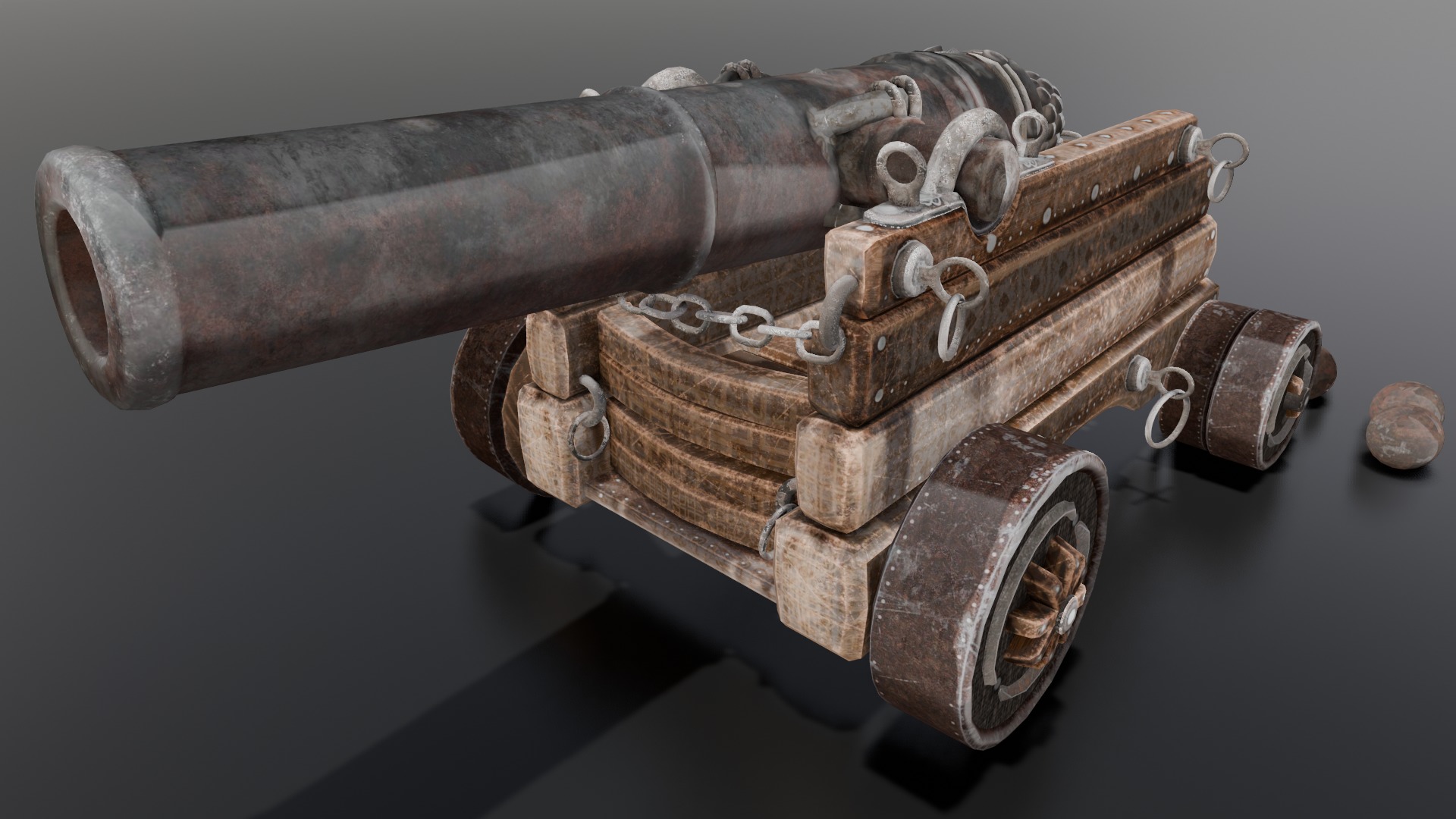 Old cannon 2   Low-poly 3D model_8