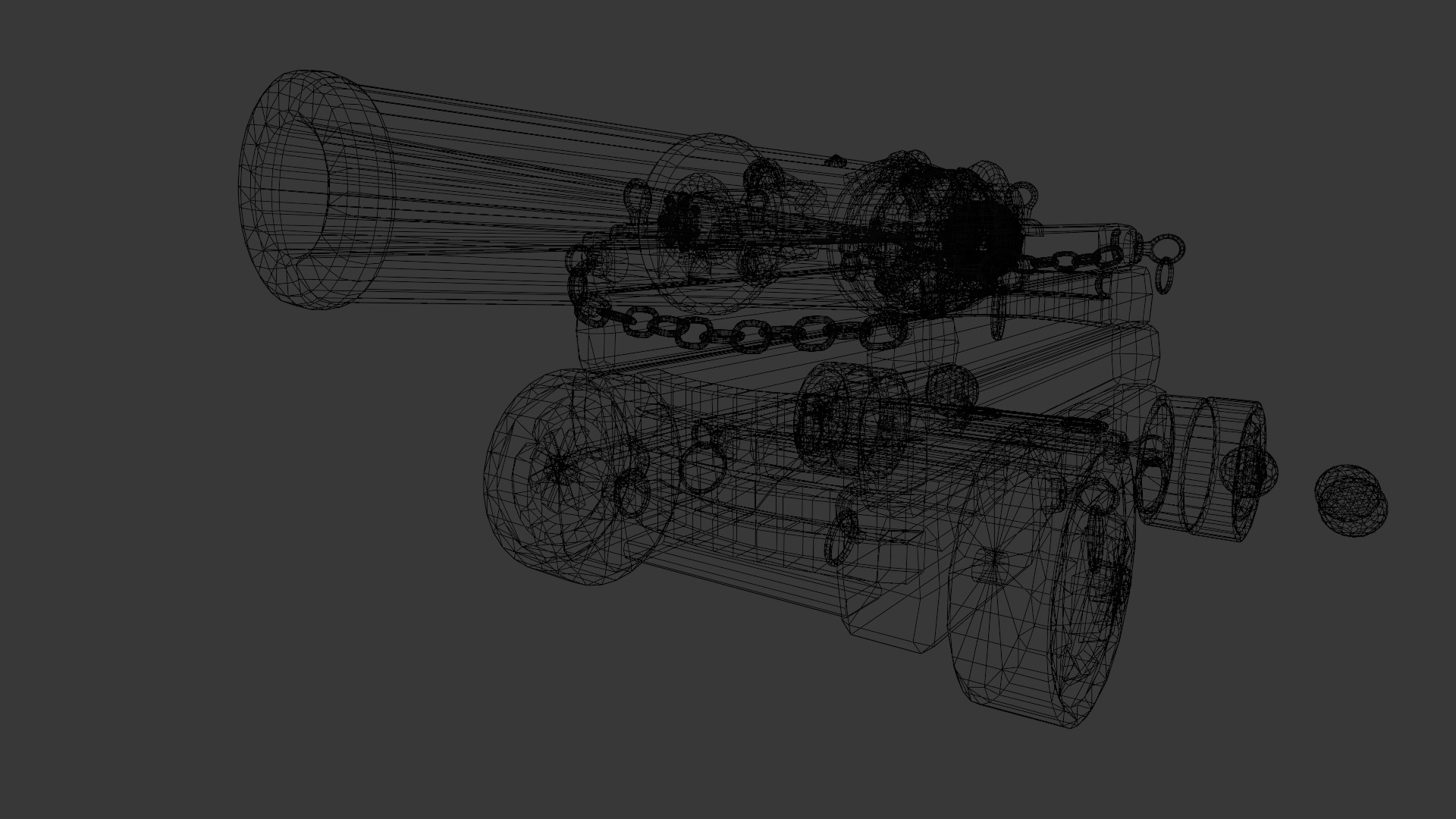 Old cannon 2   Low-poly 3D model_5