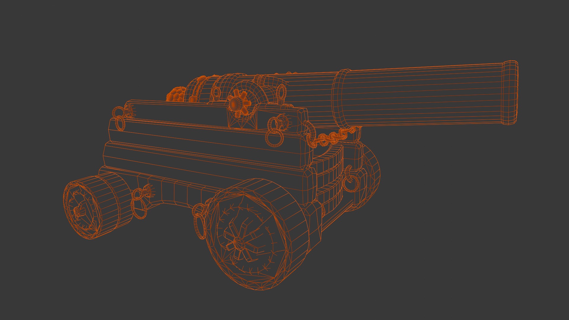 Old cannon 2   Low-poly 3D model_7