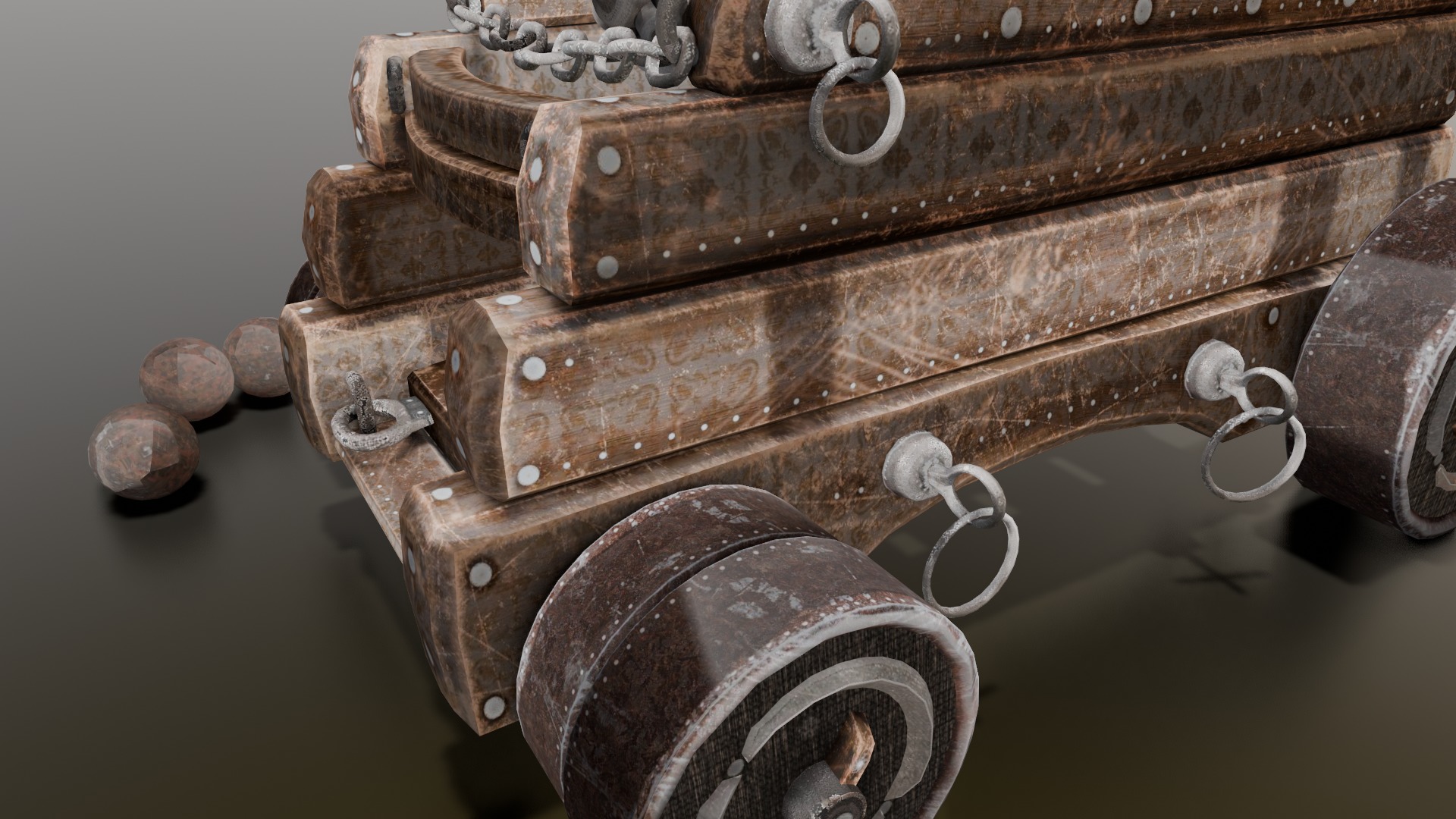 Old cannon 2   Low-poly 3D model_11
