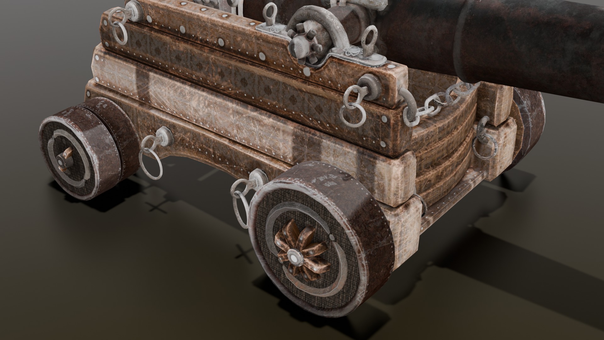 Old cannon 2   Low-poly 3D model_13