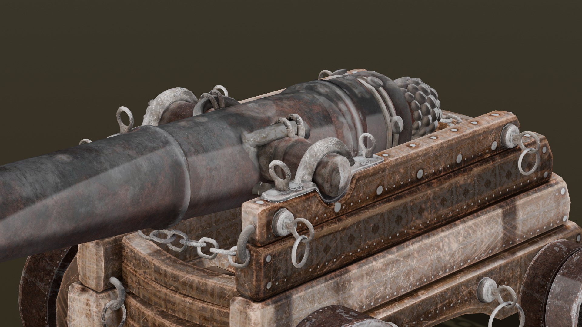Old cannon 2   Low-poly 3D model_2