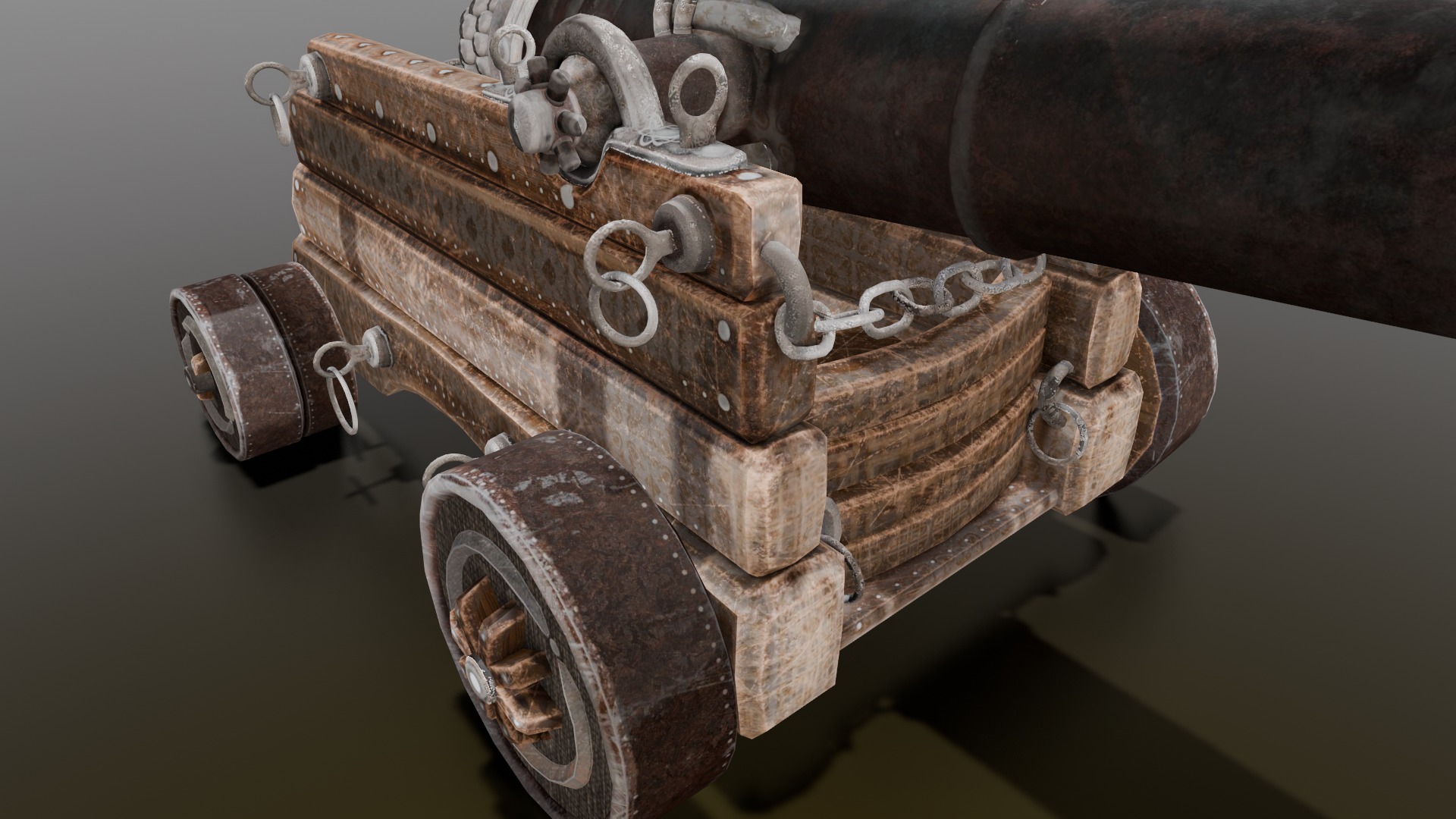 Old cannon 2   Low-poly 3D model_10
