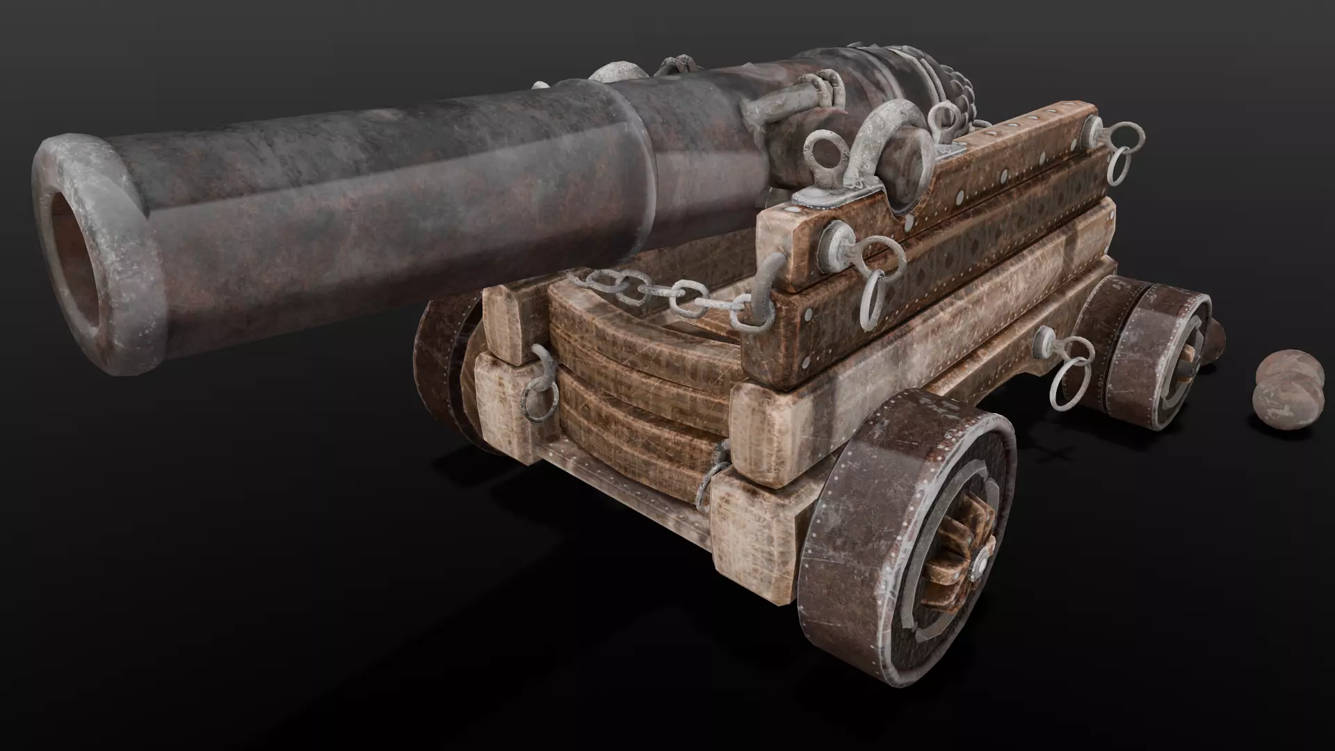 Old cannon 2   Low-poly 3D model_0