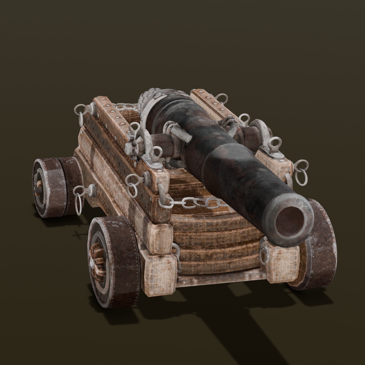 Old cannon 2   Low-poly 3D model_4