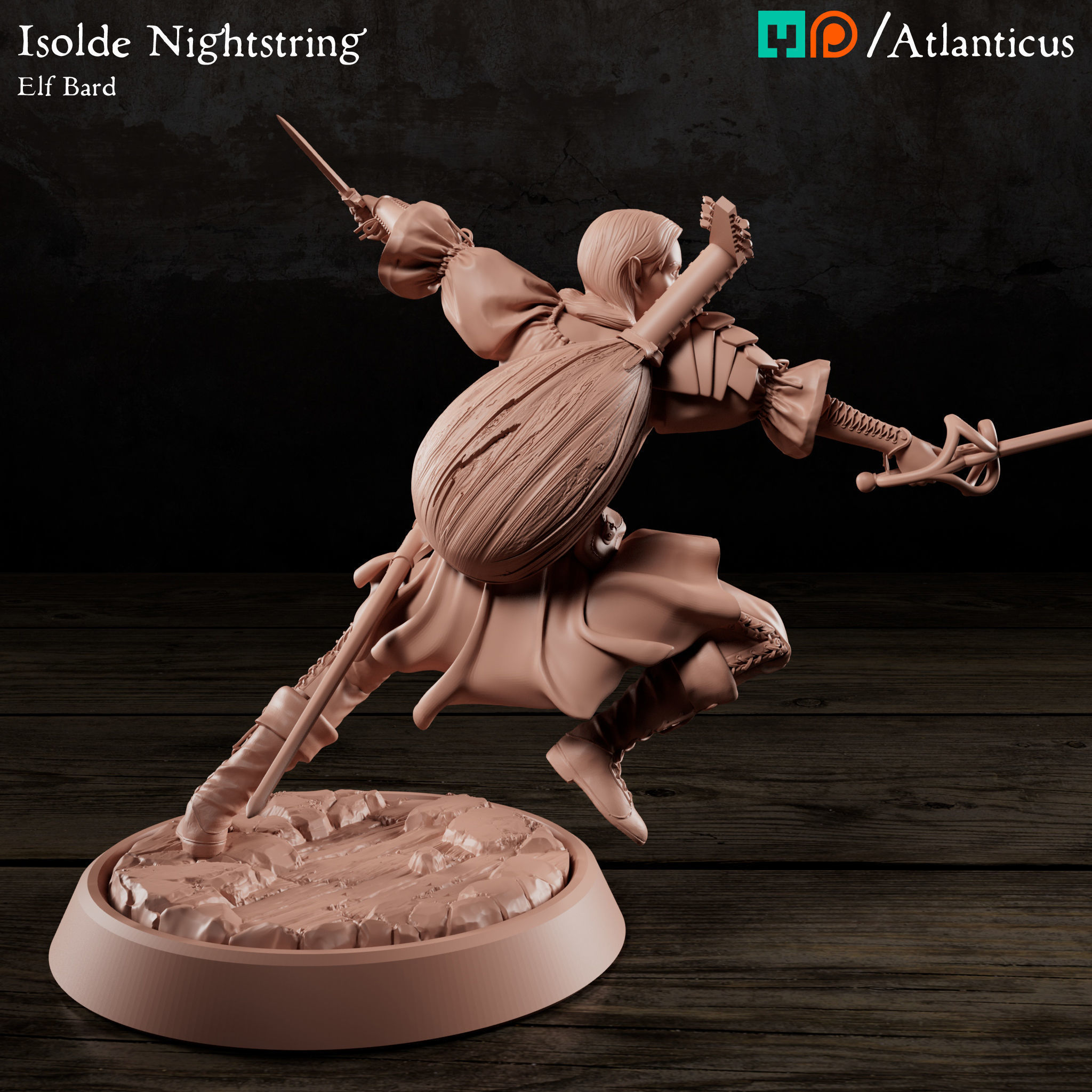 Female Elf Bard - Isolde Nightstring - Rapier 3D print model_3
