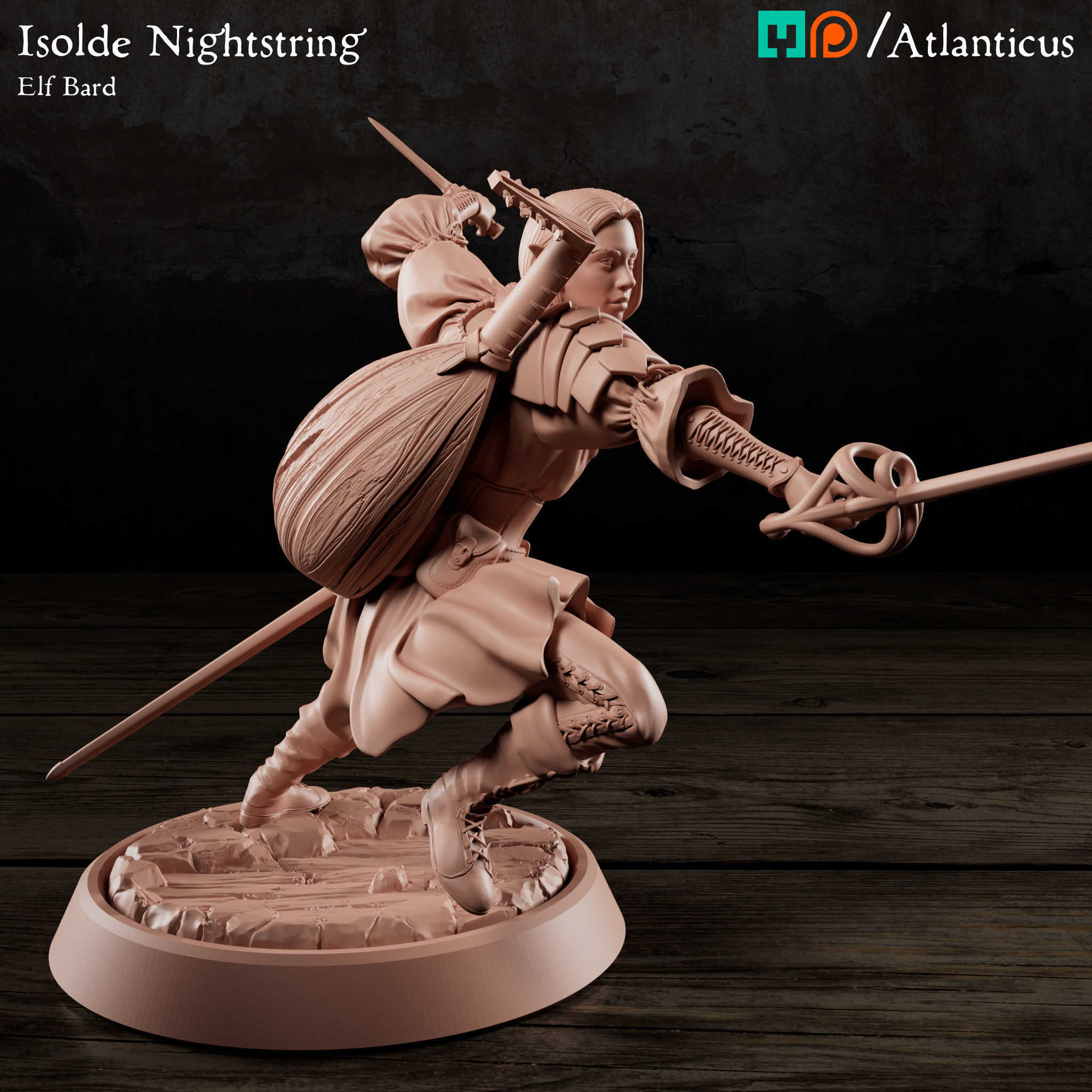 Female Elf Bard - Isolde Nightstring - Rapier 3D print model_2