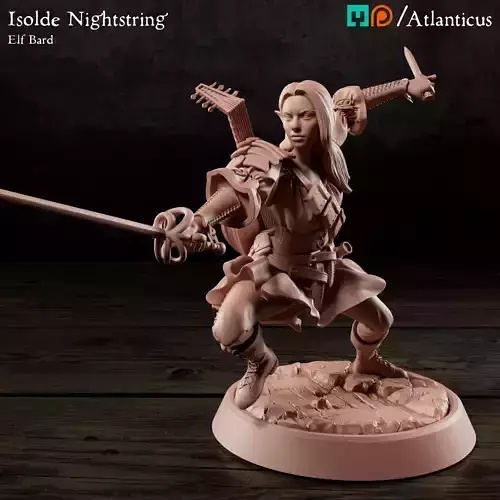 Female Elf Bard - Isolde Nightstring - Rapier 3D print model