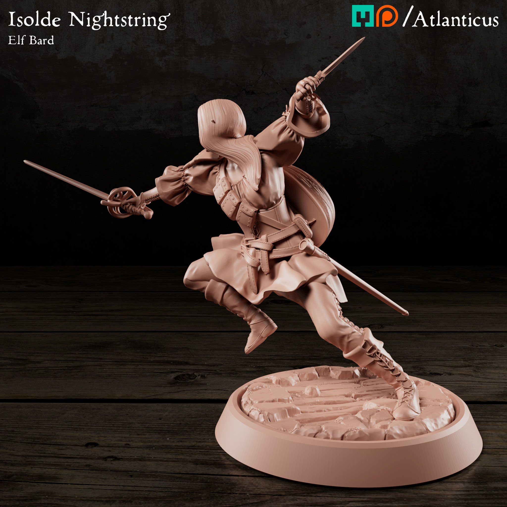 Female Elf Bard - Isolde Nightstring - Rapier 3D print model_6
