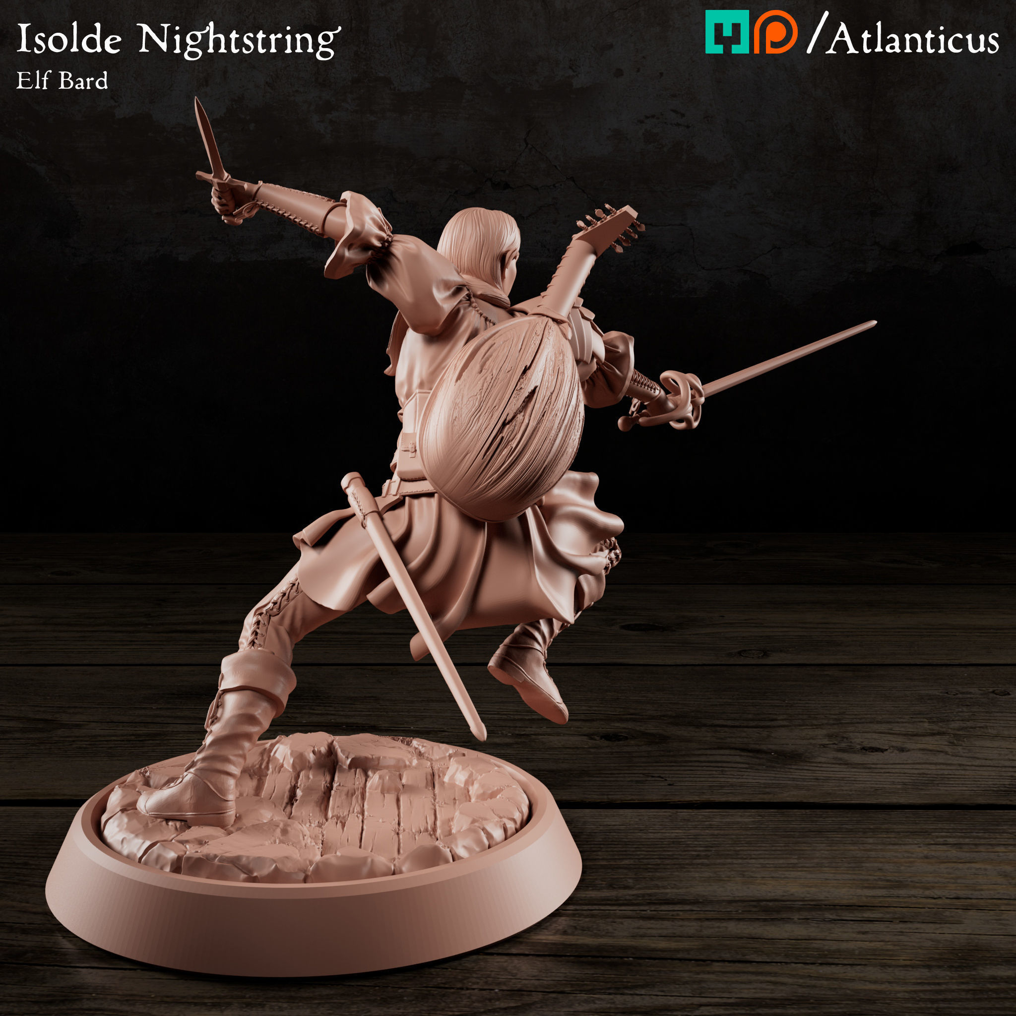 Female Elf Bard - Isolde Nightstring - Rapier 3D print model_4
