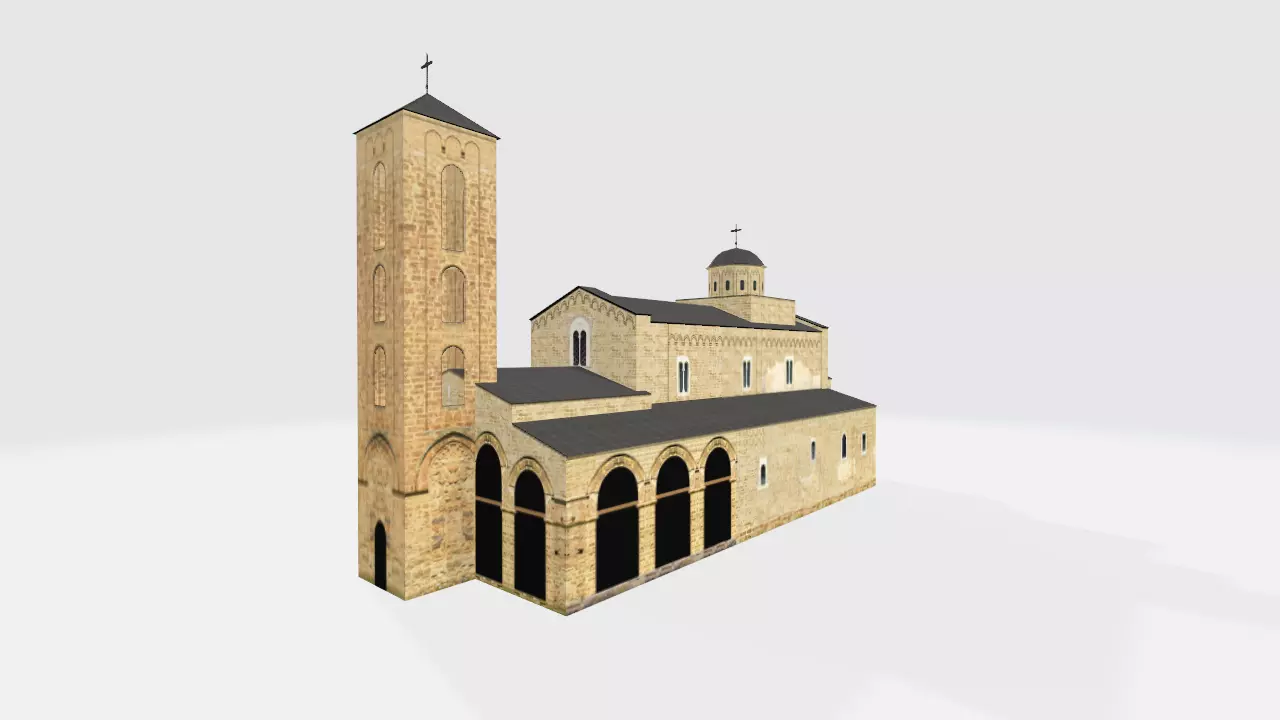 Landmark building Low-poly 3D model_0