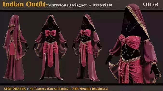 Indian Outfit-MD-Clo3d-Textures-OBJFBX