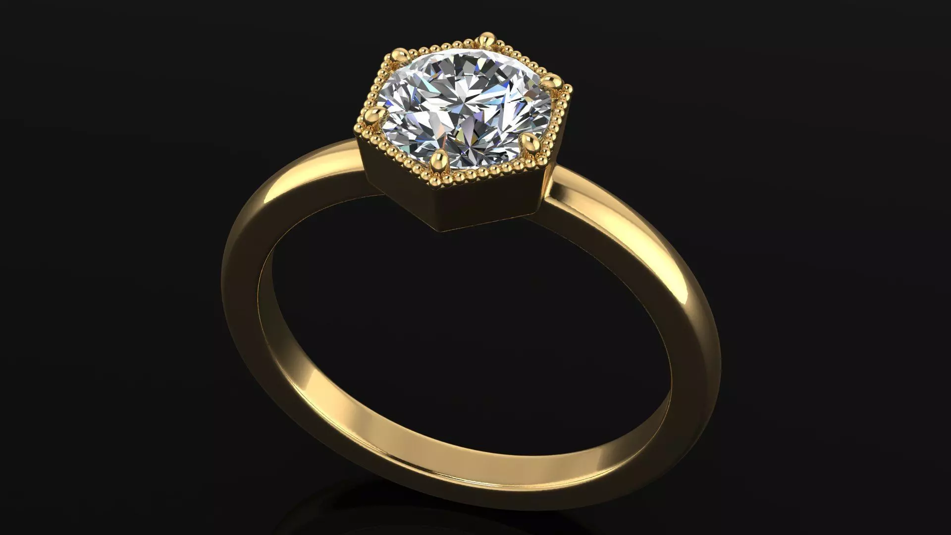 AG 400 Hexa Solitaire Ring 3D print model