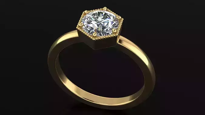 AG 400 Hexa Solitaire Ring