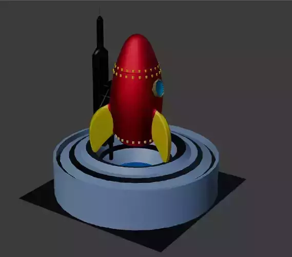 Cartoon Space Rocket 3D Model for Animation Games