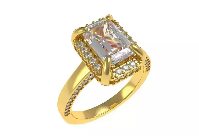 Antique Emerald Halo Engagement Ring