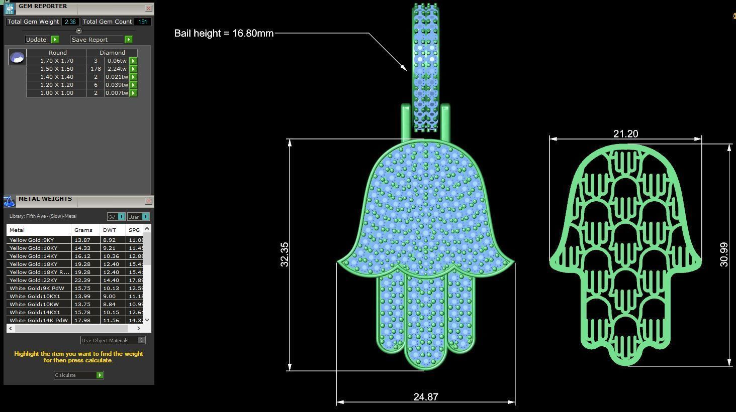 The Hamsa hand pendant 3D print model_1