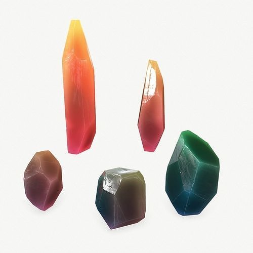 Crystal Set Low-poly 3D model