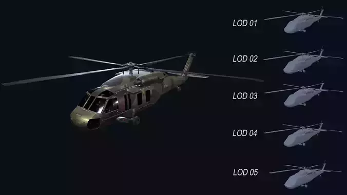 Asset - Army - UH60 BlackHawk - 3D MODEL Low-poly
