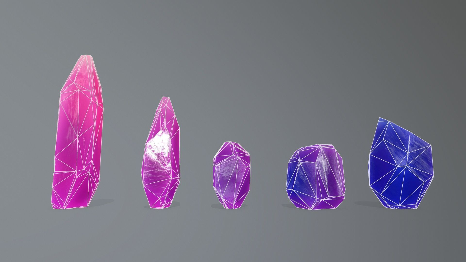 Crystal Set Low-poly 3D model_9