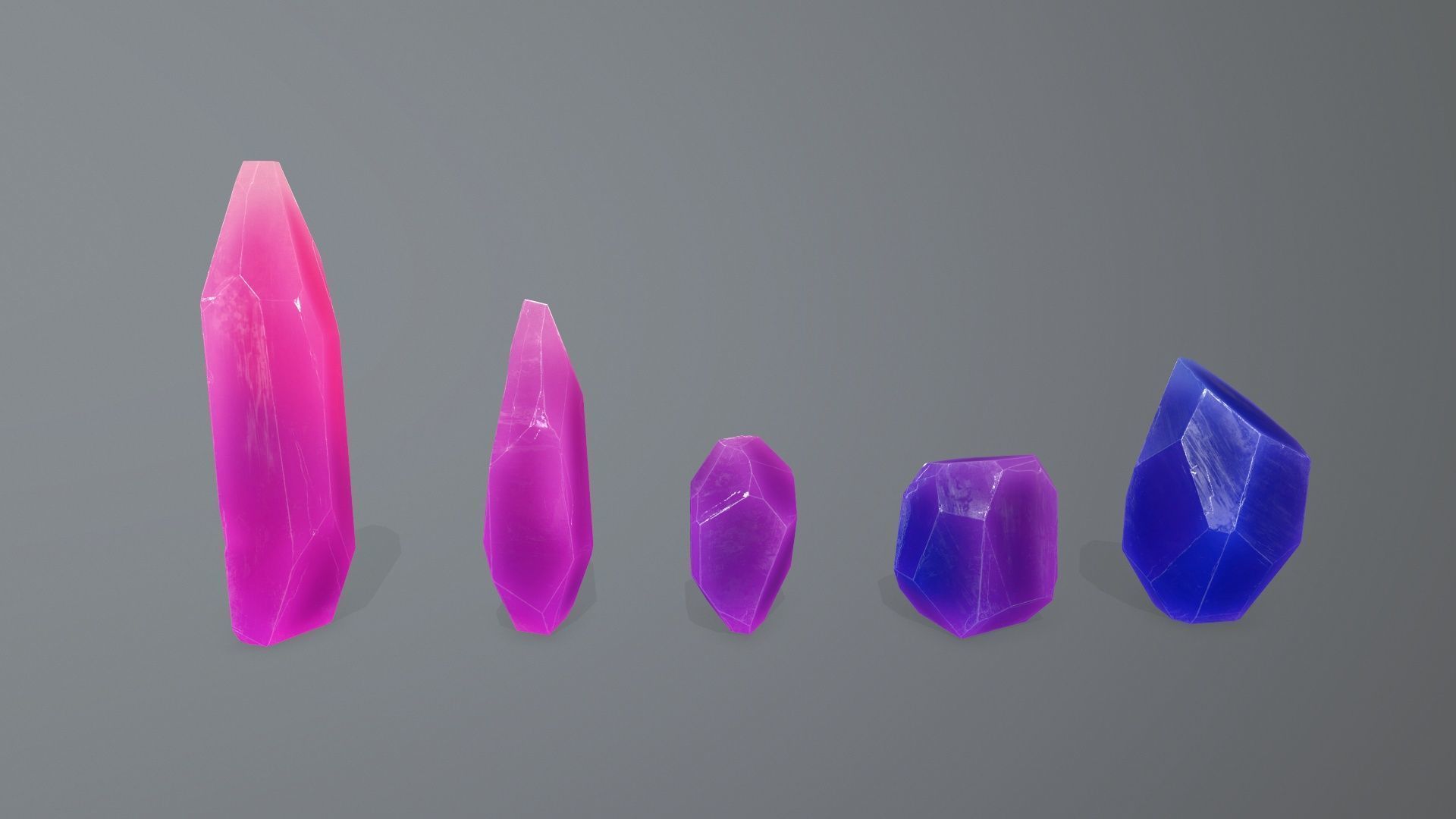 Crystal Set Low-poly 3D model_1