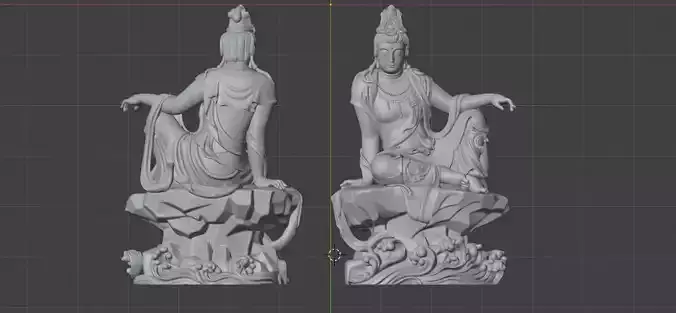 Guanyin sitting on a rock