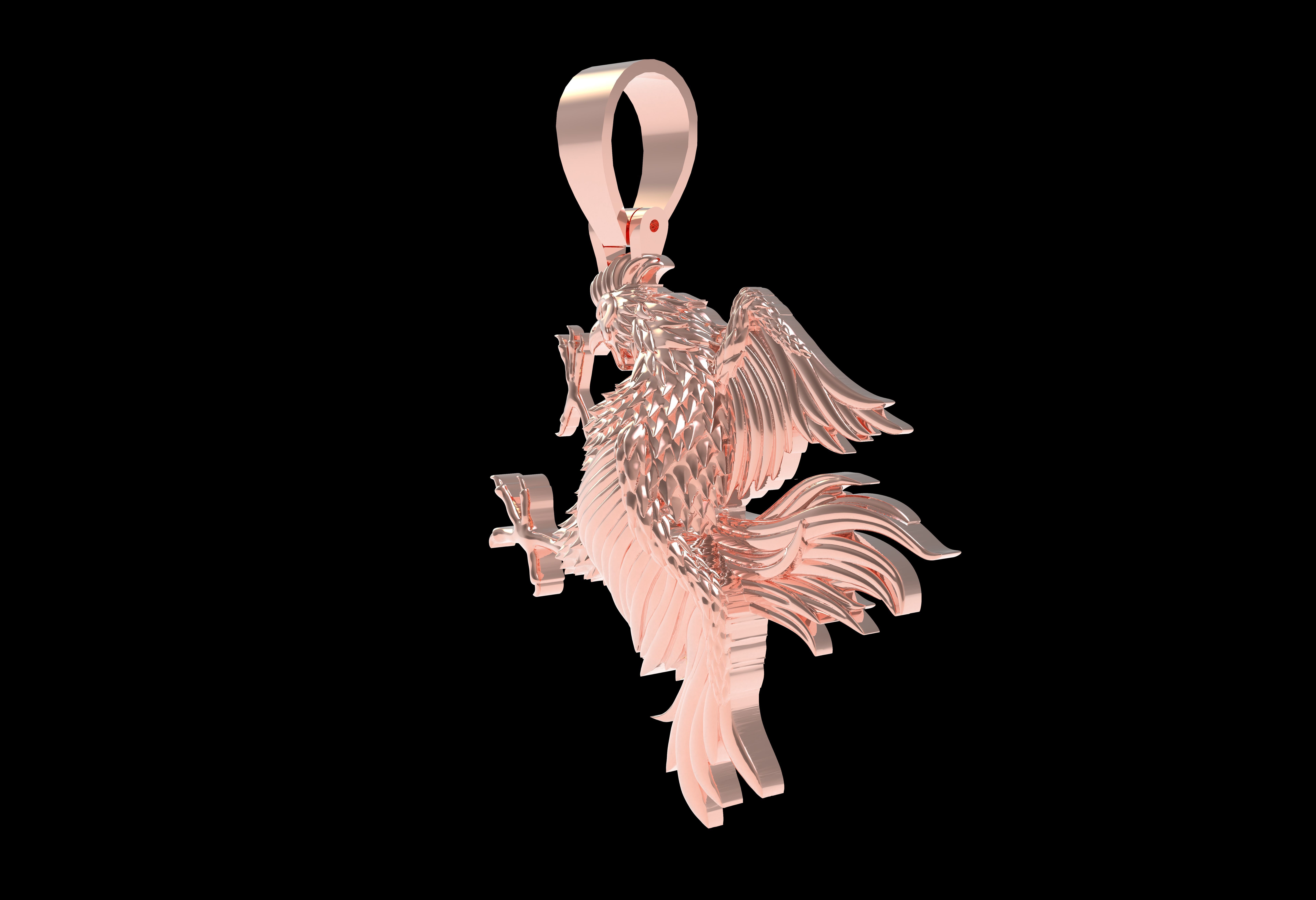Rooster Pendant 3D print model_22