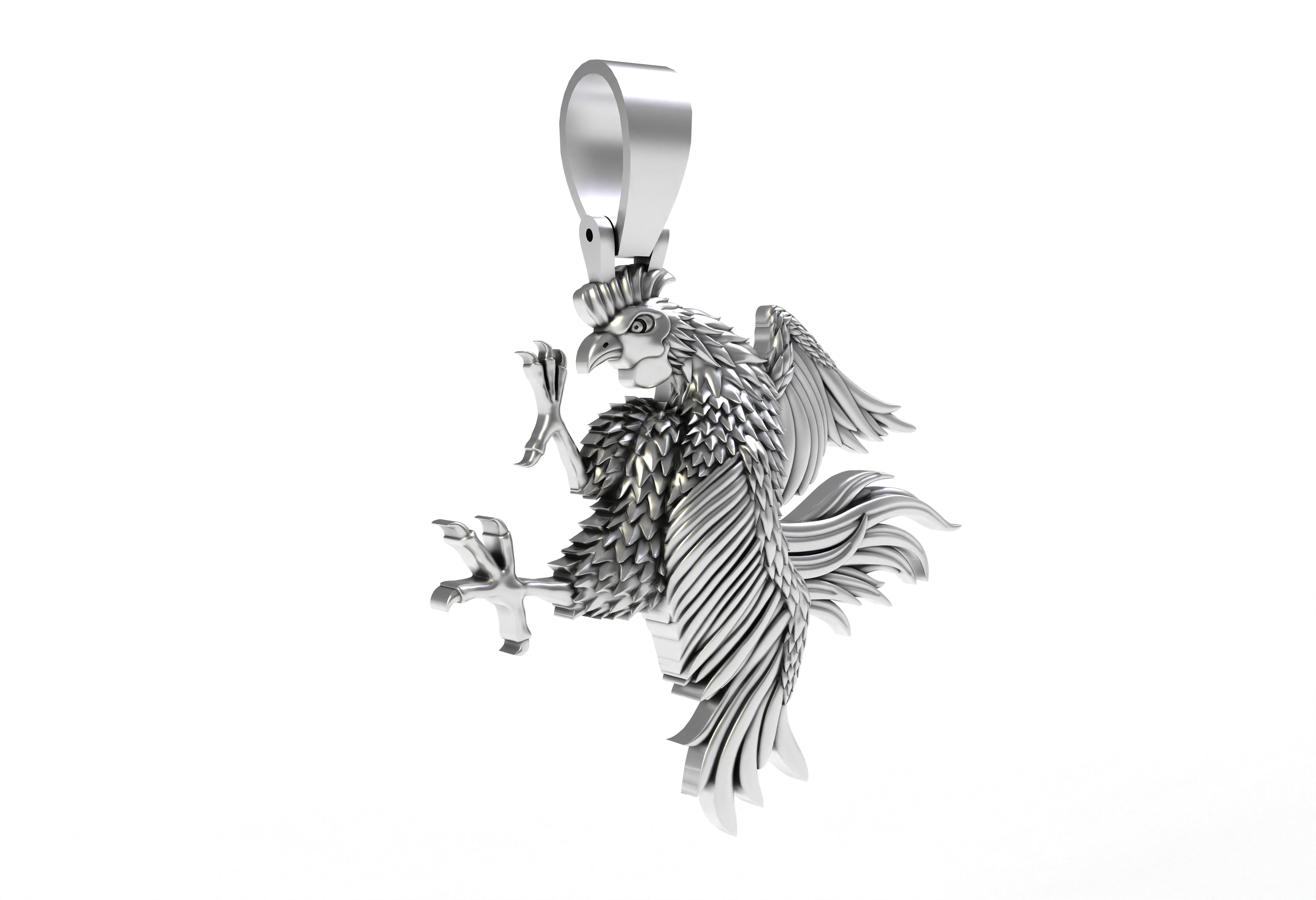 Rooster Pendant 3D print model_10