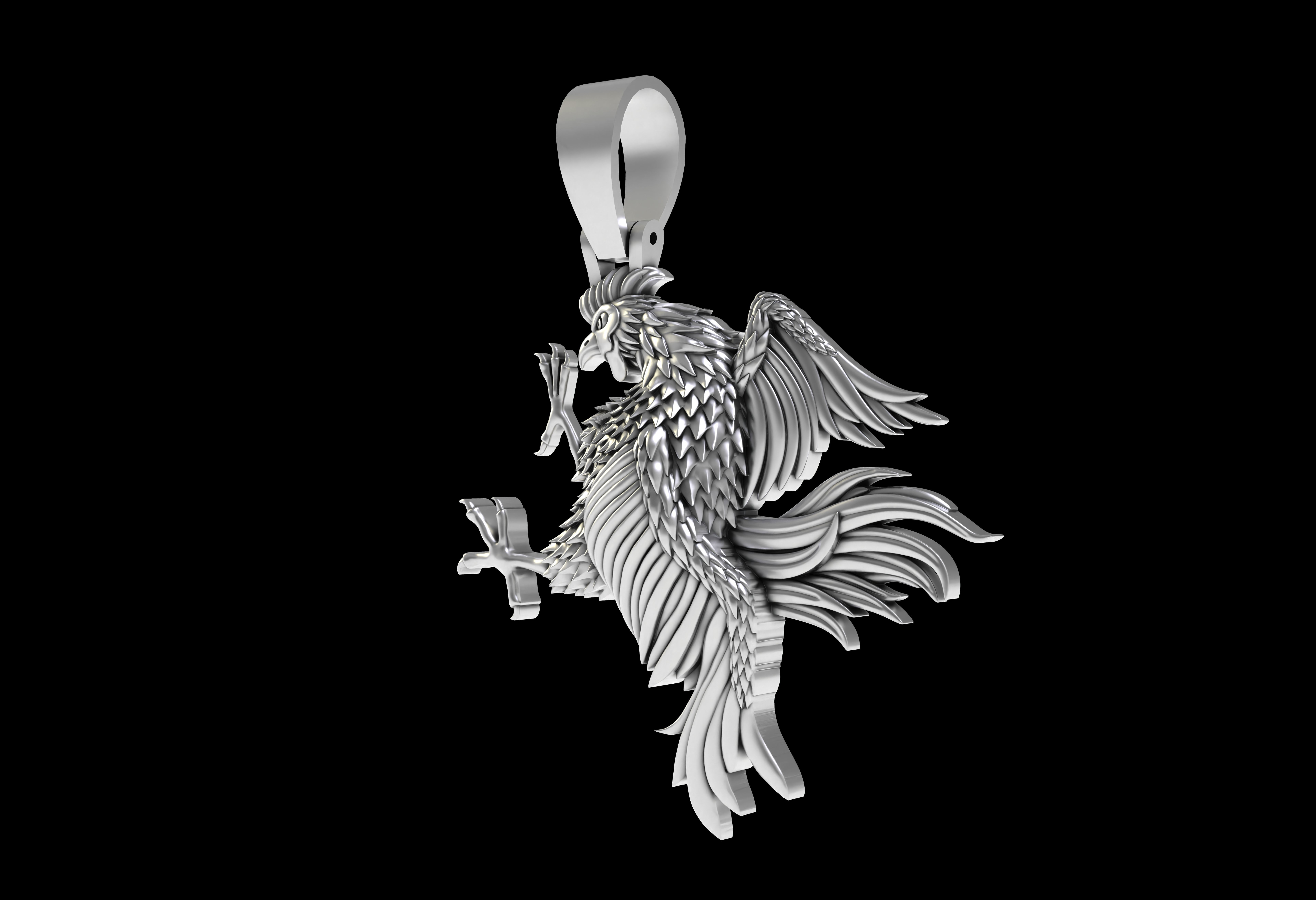 Rooster Pendant 3D print model_13