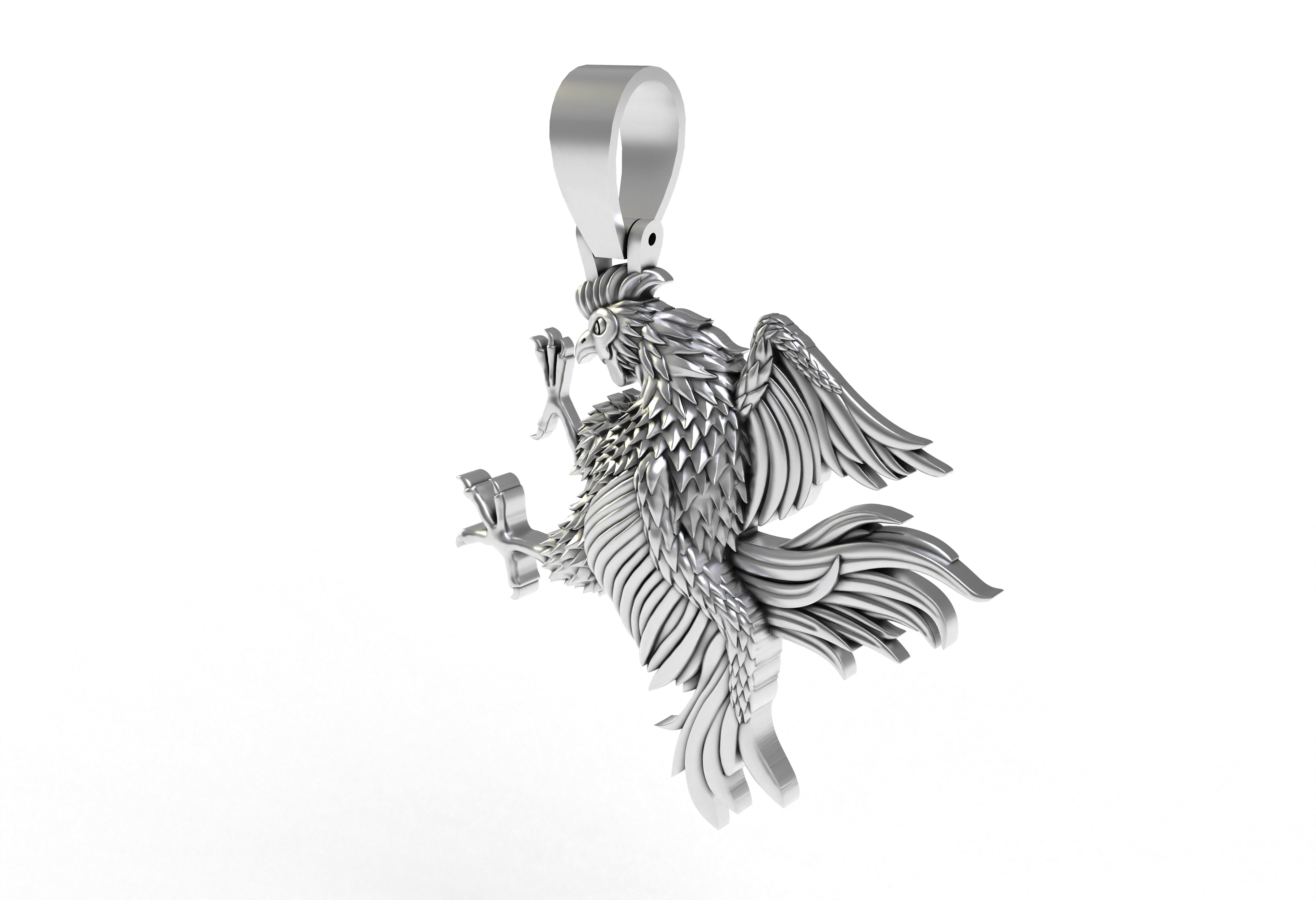 Rooster Pendant 3D print model_9