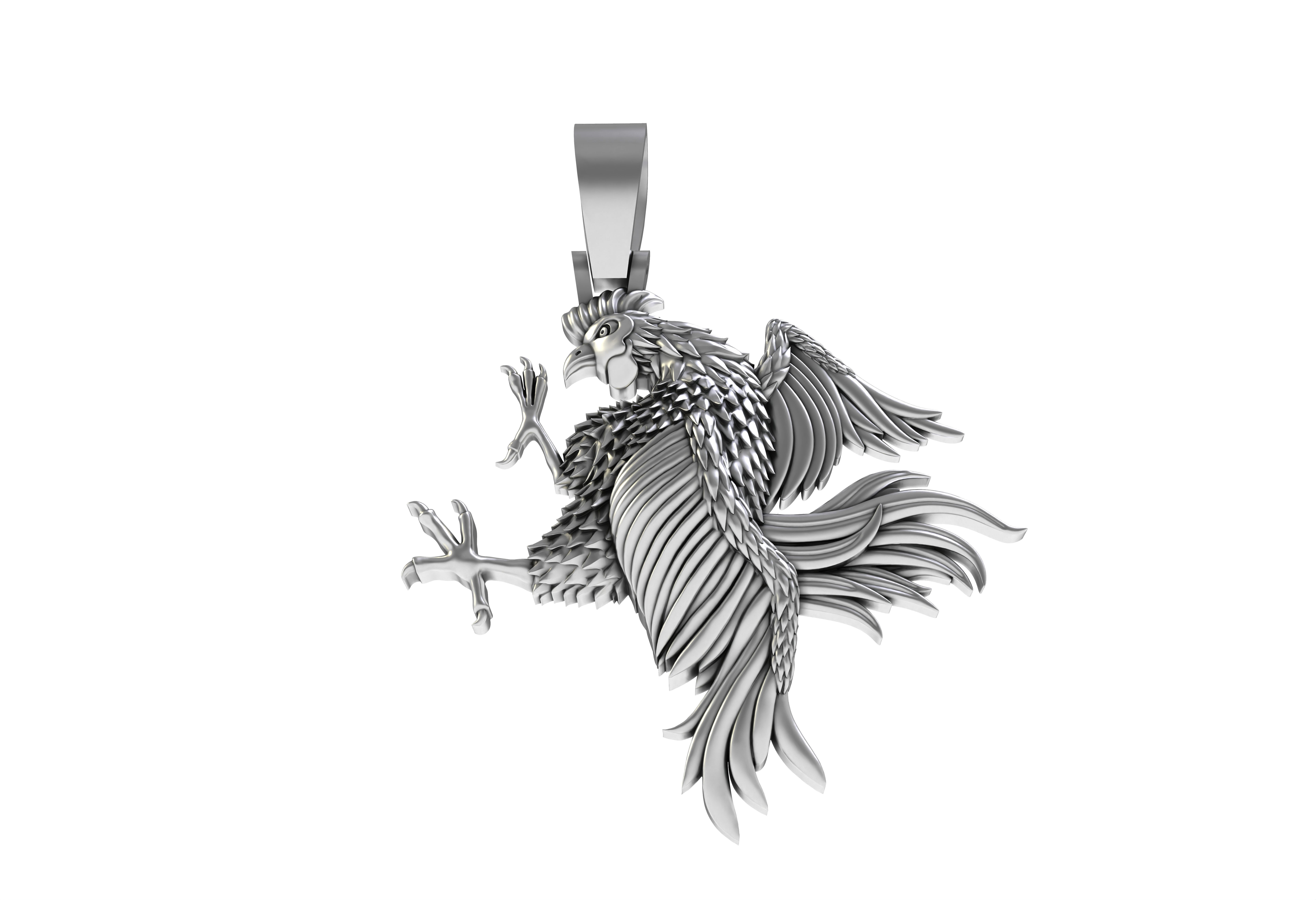 Rooster Pendant 3D print model_8