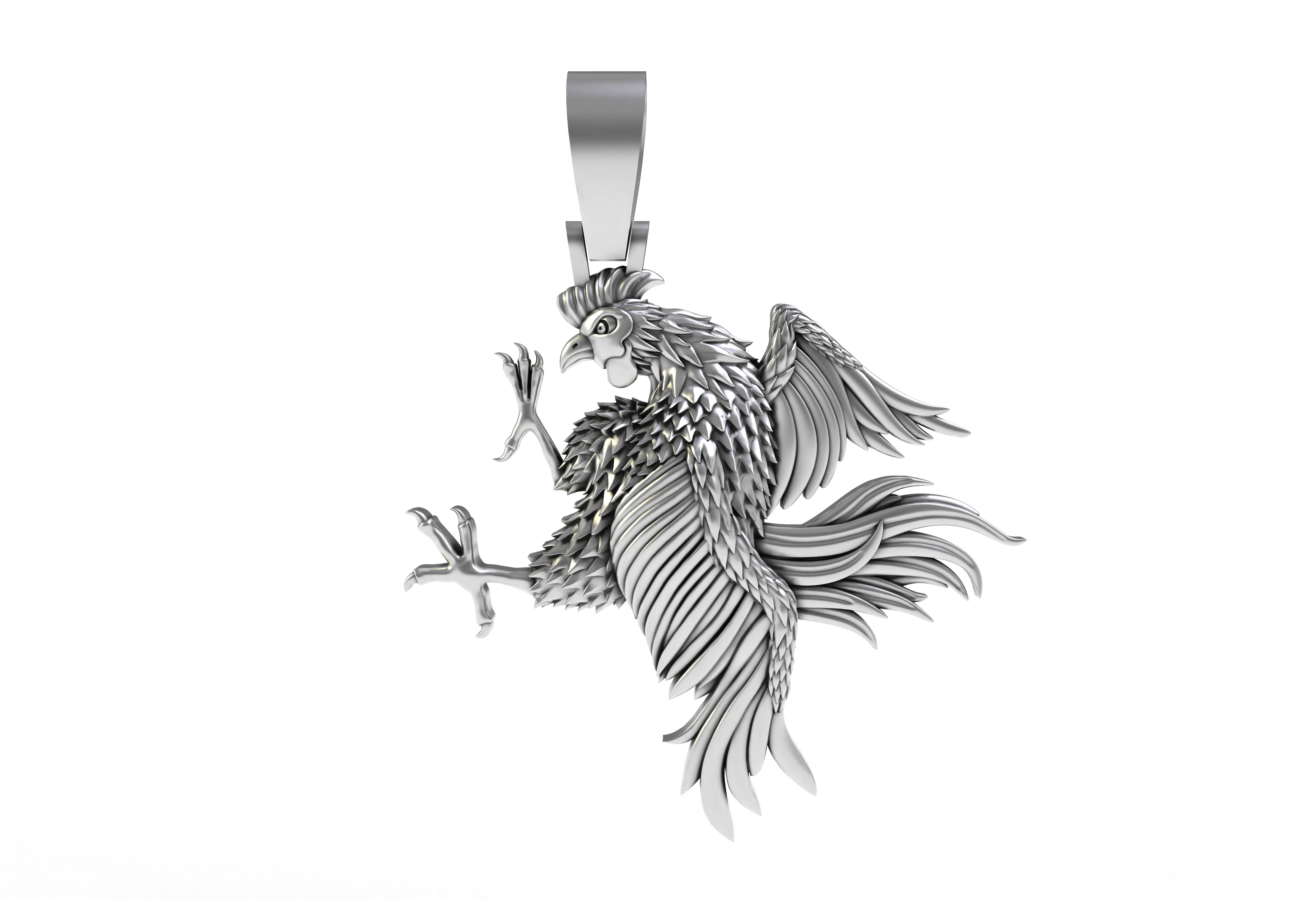 Rooster Pendant 3D print model_7