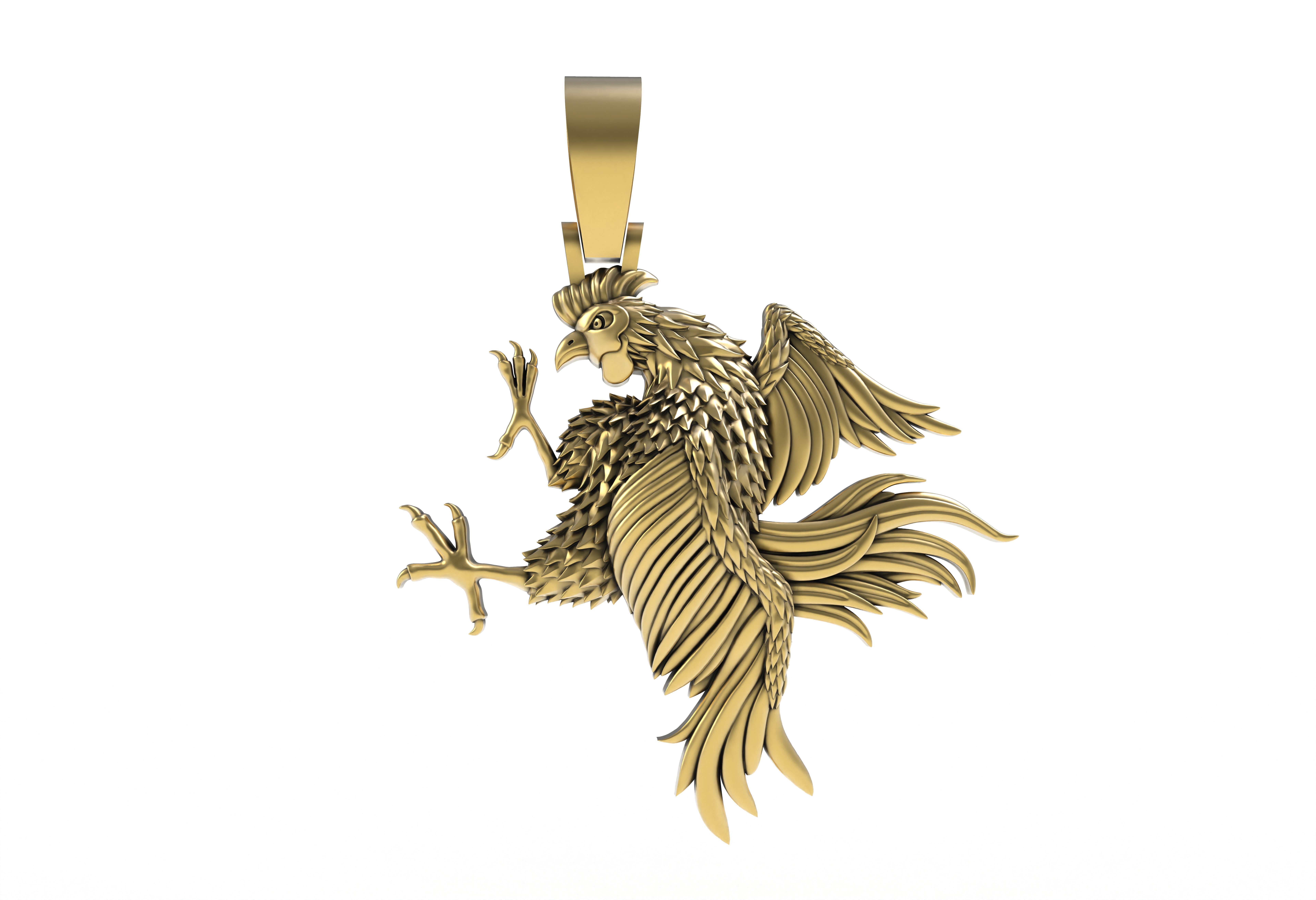 Rooster Pendant 3D print model_4