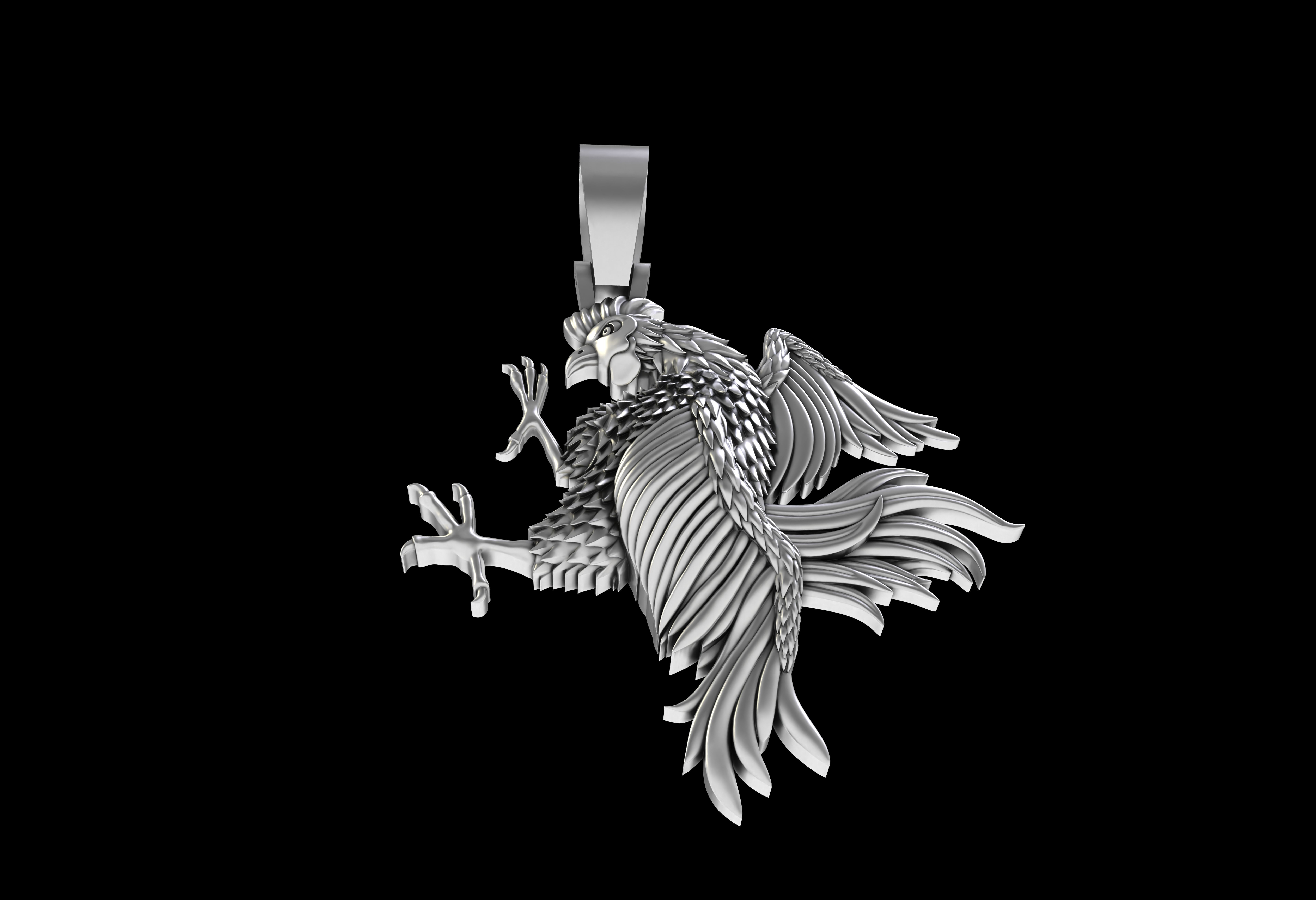 Rooster Pendant 3D print model_12